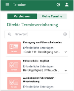 Startseite mit Suche zur Terminvereinbarung.